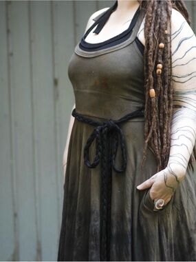 Katziwaesche  moss fae green handmade Druid dress M/L